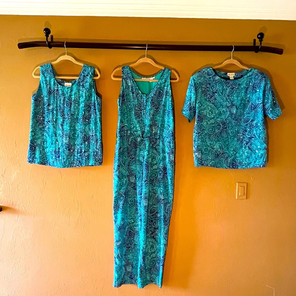 Pia Rucci 3 piece set -Medium (jumpsuit, sleeveless top and short sleeve top)